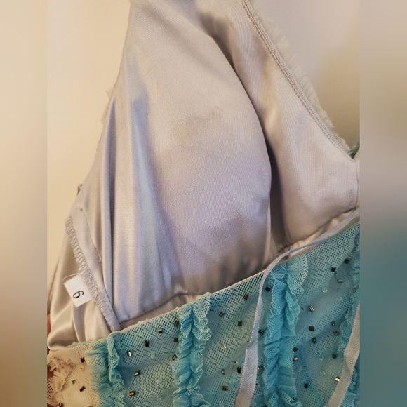 Vintage Beaded Long Blue Purple Mermaid Dress - Picture 8 of 9